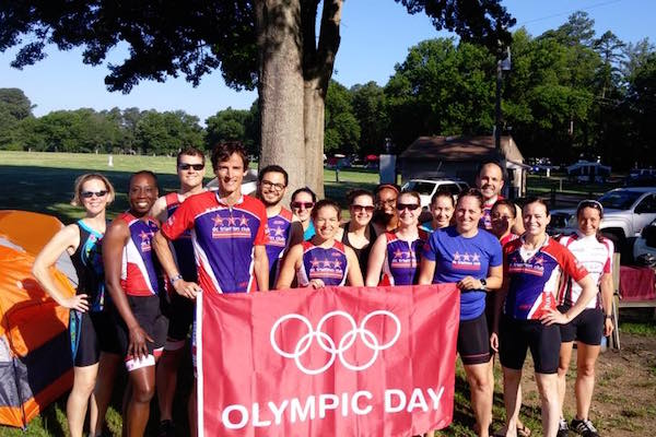 Celebrating Olympic Day 2016 at training camp in Williamsburg