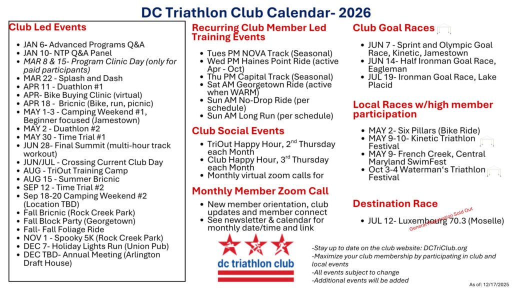 An image block showing featured and recurring events for the club. All events listed here are also part of the club calendar below. 